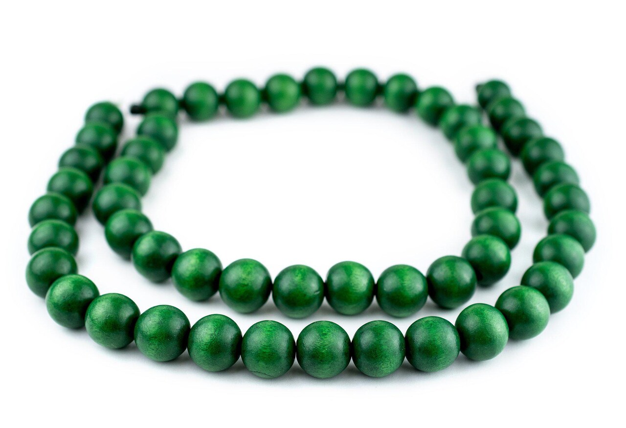The Bead Chest Natural 16mm Wooden Beads in Green for Jewelry Making – Round Loose Wood Spacer Beads I Approximately 25 Beads